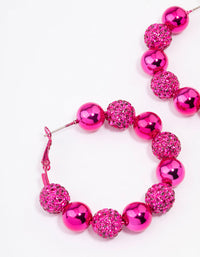 Pink Mixed Diamante Ball Hoop Earrings - link has visual effect only