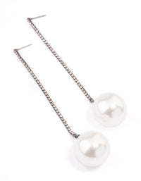 Gunmetal Diamante Pearl Drop Earrings - link has visual effect only