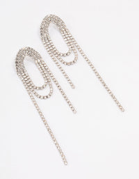 Rhodium Diamante Loop Drop Earrings - link has visual effect only