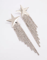 Rhodium Star Chandelier Drop Earrings - link has visual effect only