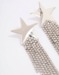 Rhodium Star Chandelier Drop Earrings - link has visual effect only