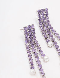 Purple Double Row Cupchain Pearl Drop Earrings - link has visual effect only