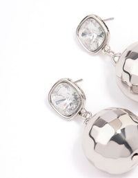 Rhodium Diamante & Disc Ball Drop Earrings - link has visual effect only