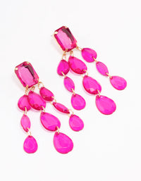 Pink Diamante Triple Row Drop Earrings - link has visual effect only