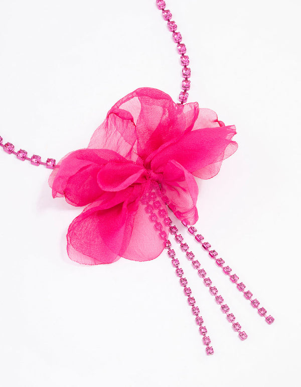 Fuchsia Cupchain Long Flower Necklace