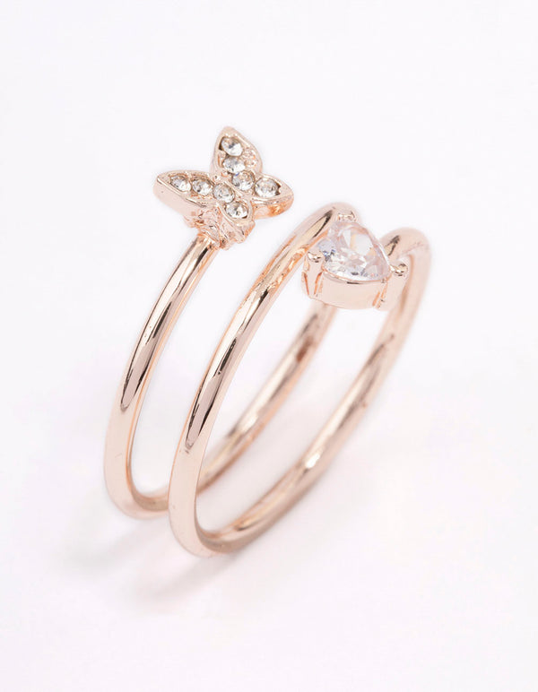 Rose gold clearance butterfly ring