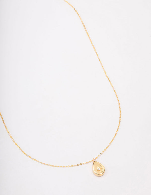 Gold Plated Teardrop Pendant Necklace