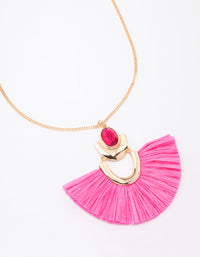 Gold Raffia Fan Necklace - link has visual effect only