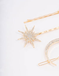 Gold Crecesnt & Star Hair Clips 3-Pack - link has visual effect only