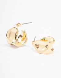 Gold Plated Bold Warped Huggie Earrings - link has visual effect only