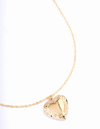 Gold Plated Detailed Heart Locket Pendant Necklace - link has visual effect only