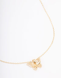 Gold Plated Cubic Zirconia Butterfly Pendant Necklace - link has visual effect only