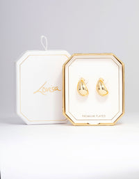 Gold Plated Wide Teardrop Crystal Hoop Earrings - link has visual effect only