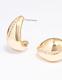 Gold Plated Wide Teardrop Crystal Hoop Earrings - link has visual effect only