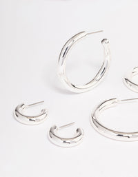 Silver Plated Chubby Hoop Earring 3-Pack - link has visual effect only