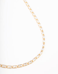 Gold Plated Baguette Cubic Zirconia Necklace - link has visual effect only