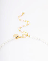 Gold Plated Letter M Initial & Pearl Pendant Necklace - link has visual effect only