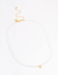 Gold Plated Letter E Initial & Pearl Pendant Necklace - link has visual effect only