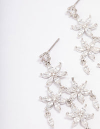 Rhodium Flower Chandelier Drop Earrings - link has visual effect only