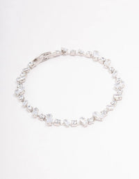 Rhodium Cubic Zirconia Rectangle & Square Stone Bracelet - link has visual effect only