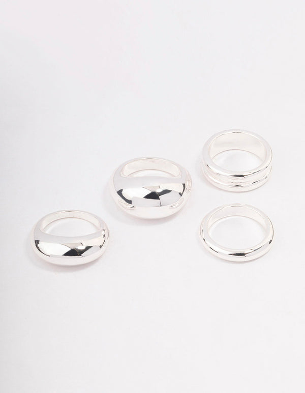 Silver Plain & Twisted Ring Pack in 2023