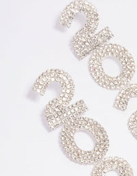 Silver 2024 New Year Diamante Drop Earrings - link has visual effect only