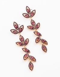 Gold Jewelled Leaf Drop Earrings - link has visual effect only