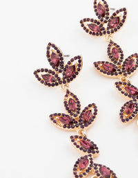 Gold Jewelled Leaf Drop Earrings - link has visual effect only