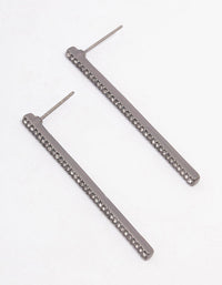 Gunmetal Skinny Diamante Drop Earrings - link has visual effect only