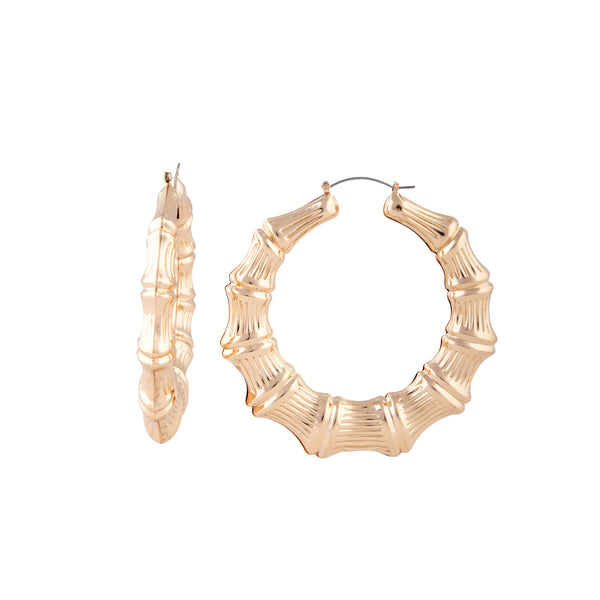 Large Gold Bamboo Hoop Earrings - Lovisa