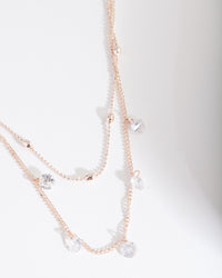 Rose Gold Cubic Zirconia Droplet Necklace - link has visual effect only