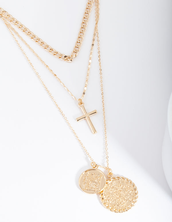 Gold Multi Charm Layered Necklace