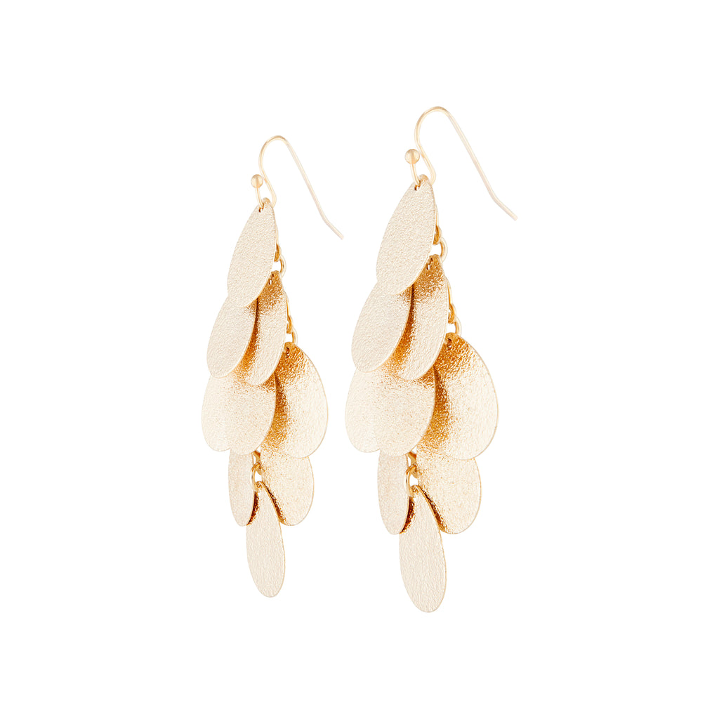 Gold Layered Textured Leaf Drop Earrings - Lovisa