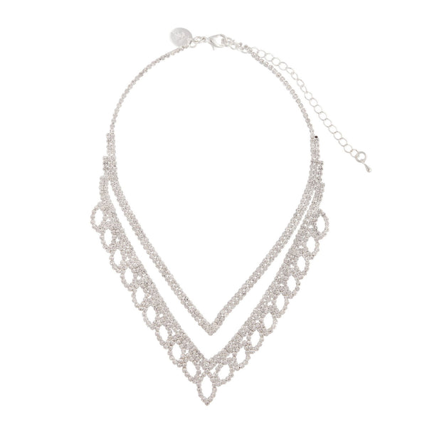 Silver Diamante Leaf Earrings Necklace Set - Lovisa