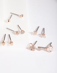 Rose Gold Lock Key Earring 5-Pack - link has visual effect only